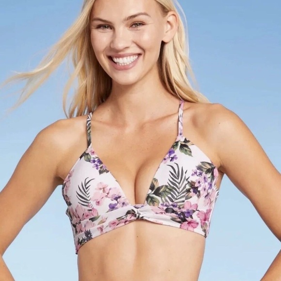 NWT Shade & Shore Tropical Floral Print White and Pink Bikini Set - Picture 7 of 8